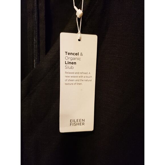 NWT Eileen Fisher Womens Linen Blend Slub Jumpsuit Black Wide Leg Cropped Large - Picture 8 of 13